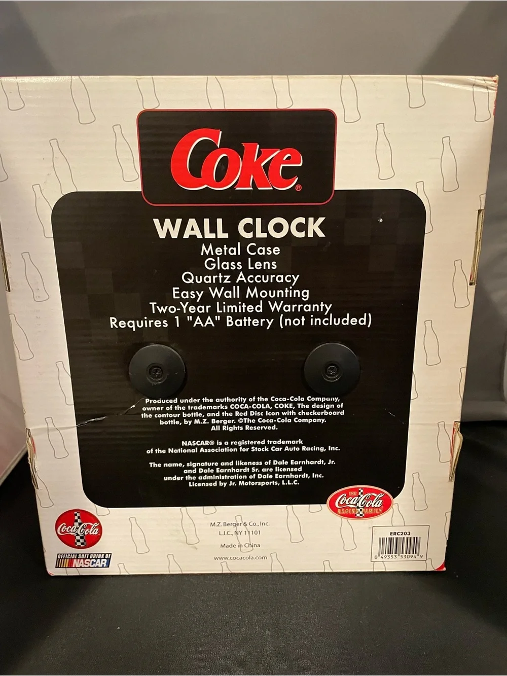 Vintage Dale Earnhardt Jr And Sr Wall Clock Nascar And Coca Cola Collectable